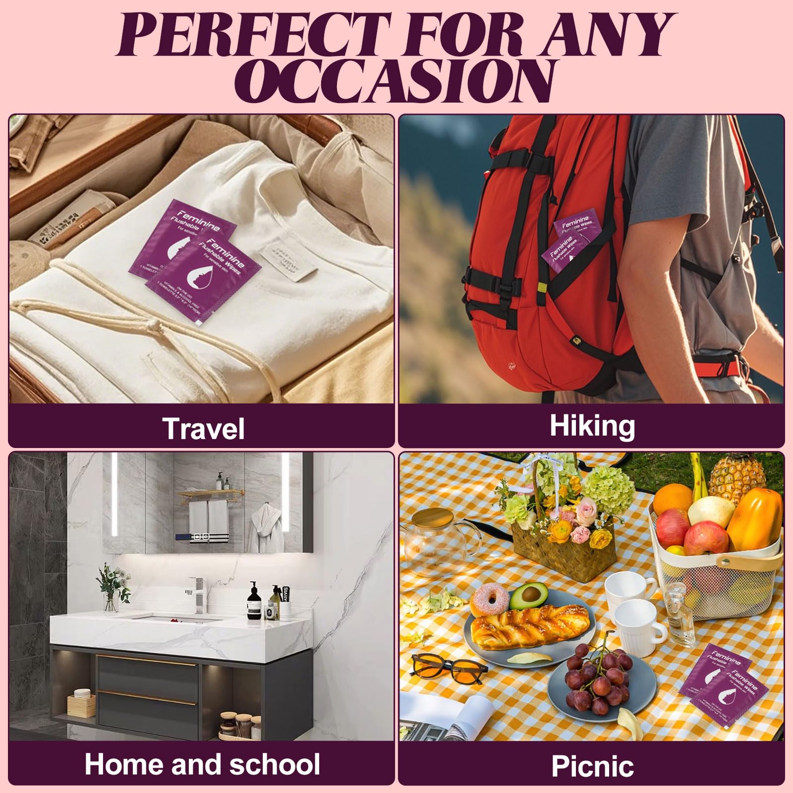 Twoworld 400-piece travel wipes bulk, ideal for families and groups.