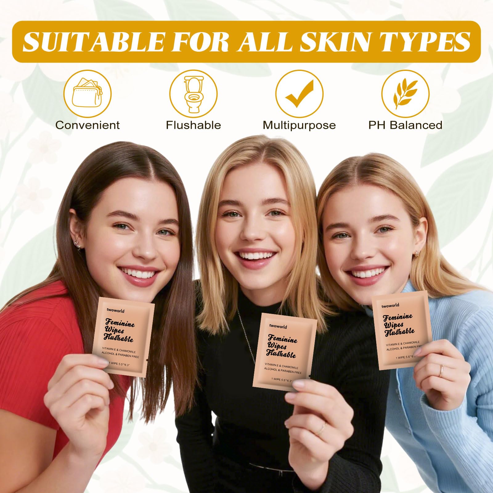twoworld feminine wipes ph-balanced to soothe sensitive skin.