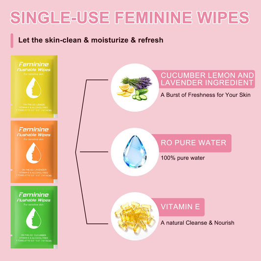 TwoWorld flushable travel wipe texture showing soft non-woven fabric for gentle cleansing.
