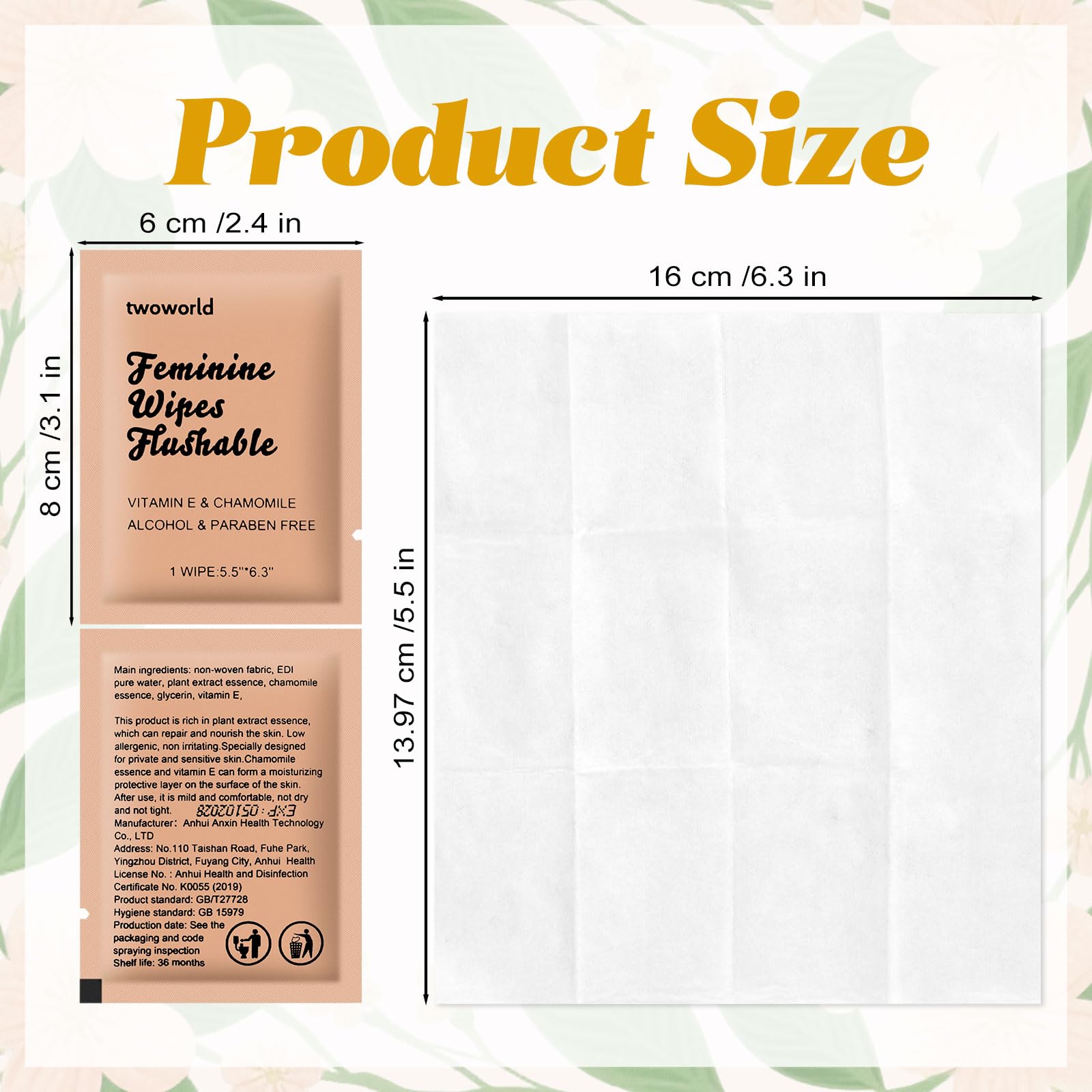twoworld feminine wipes individually wrapped for hygienic use on the go.