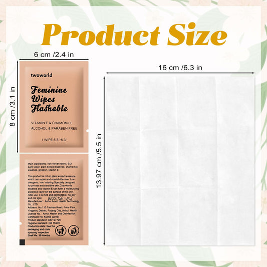 twoworld feminine wipes individually wrapped for hygienic use on the go.