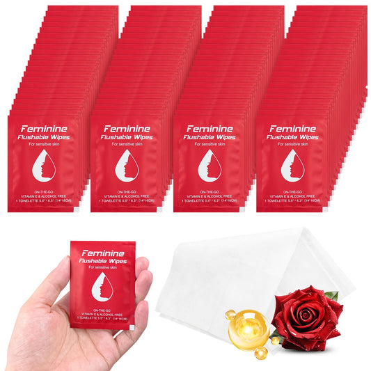 Twoworld feminine wipes, individually wrapped packets for on-the-go cleansing.