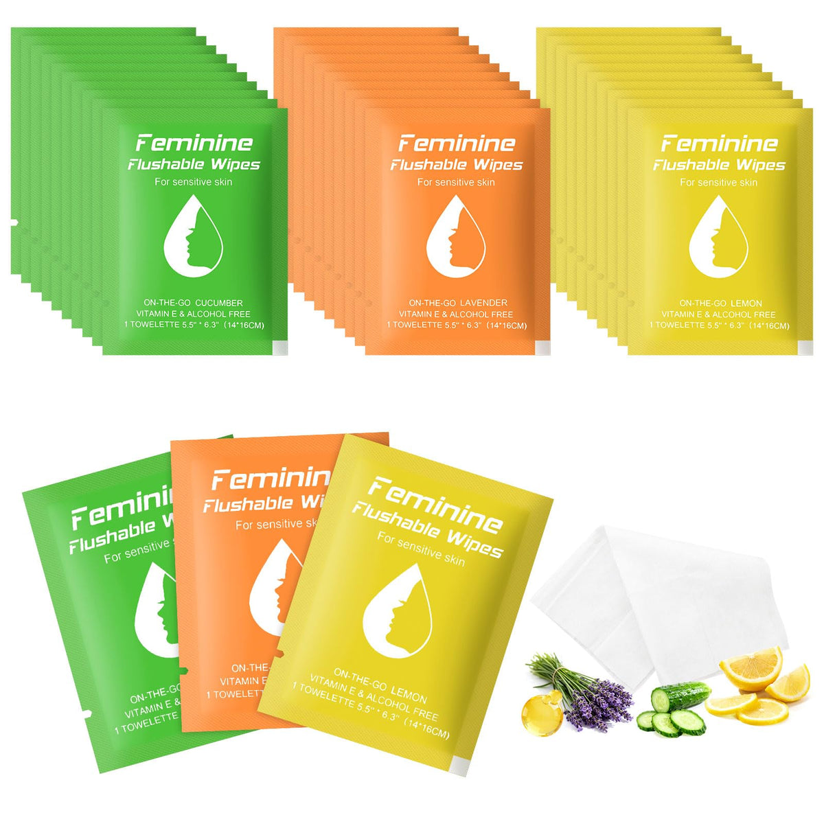 Twoworld feminine wipes lemon travel pack for on-the-go freshness.