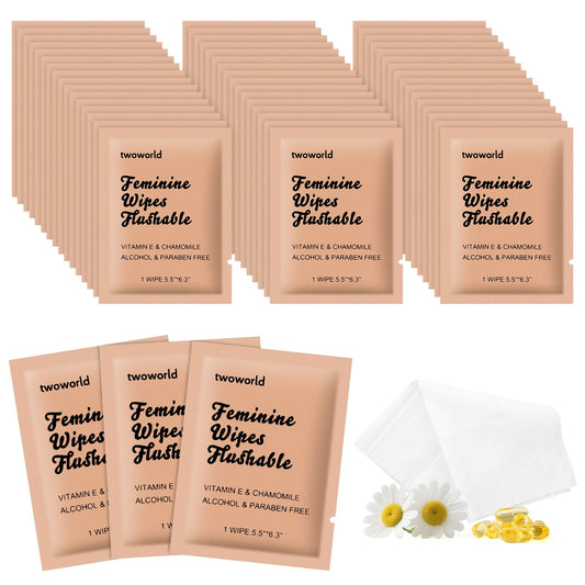 twoworld feminine wipes travel pack offers convenient on-the-go freshness.
