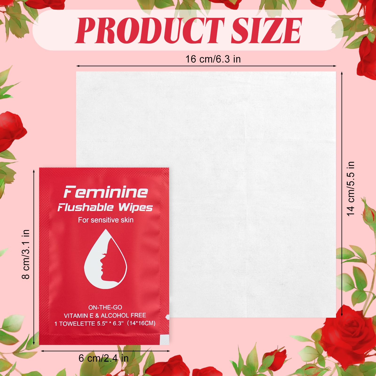 Twoworld flushable wipes with rose essence for gentle cleansing.