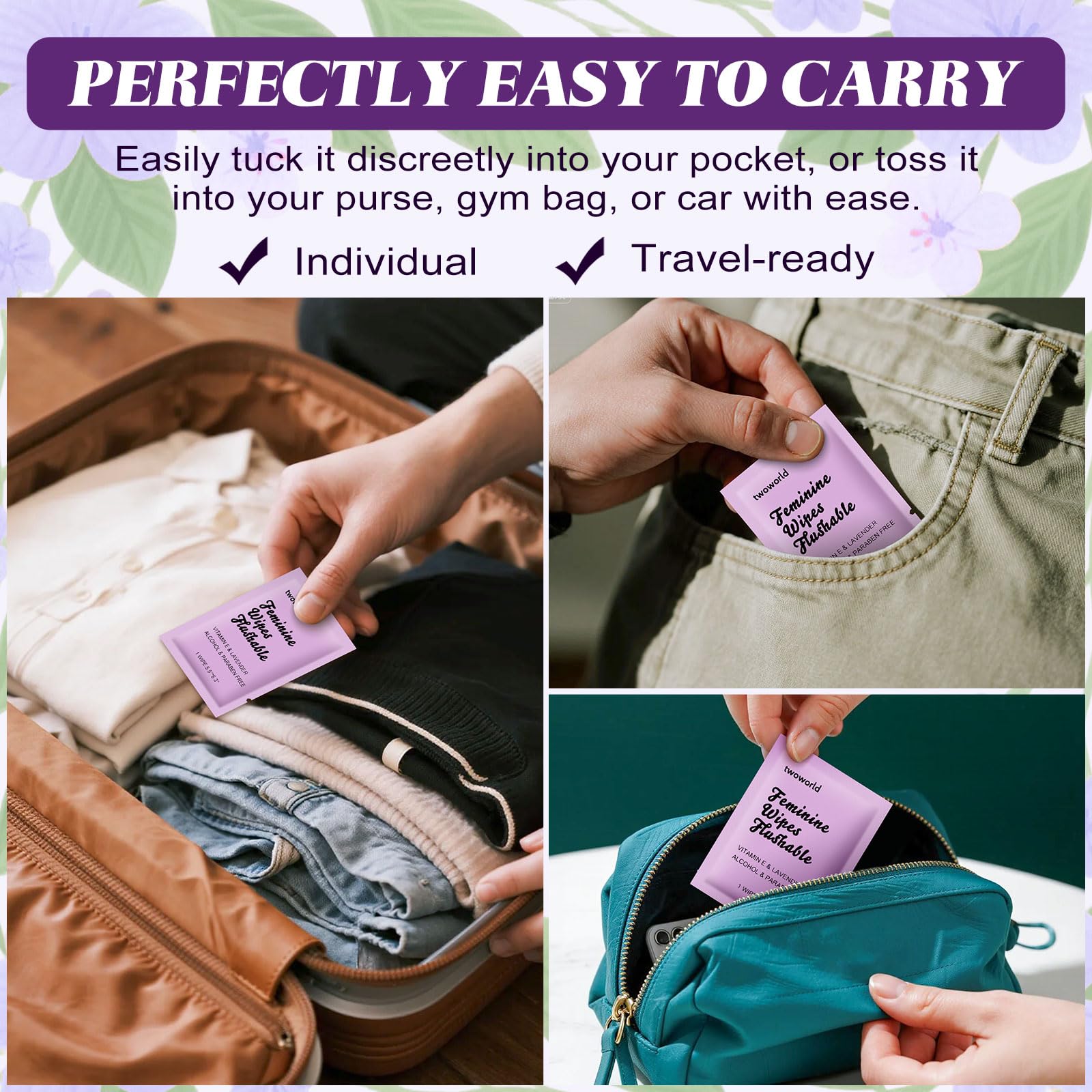 Twoworld individually wrapped wipes maintain hygiene on the move