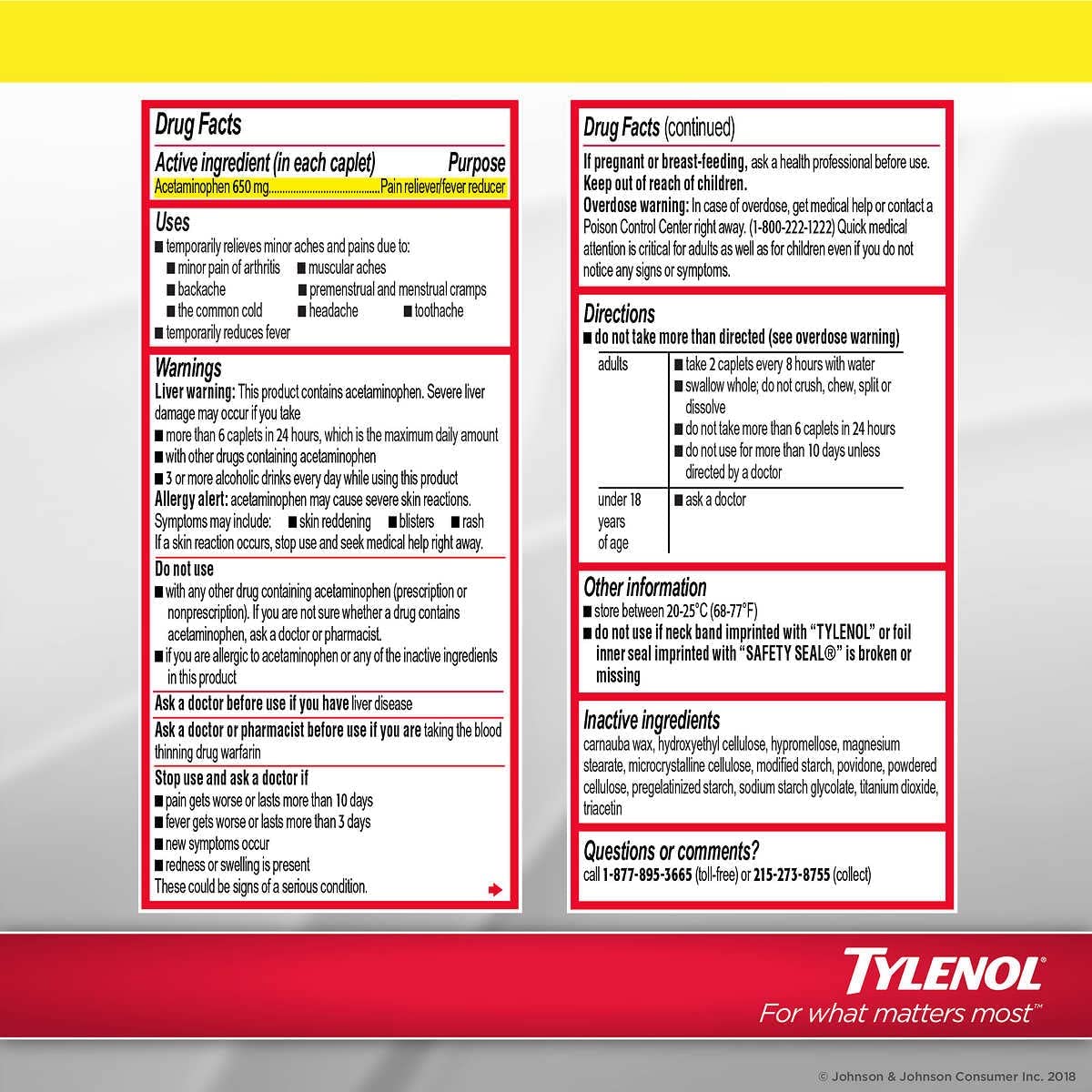 Tylenol Arthritis Pain bilayer caplet closeup highlighting patented time release