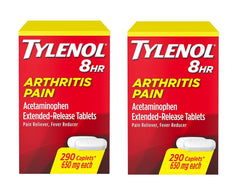 Tylenol Arthritis Pain extended-release caplets close-up with 650 mg formula for daily joint comfort.