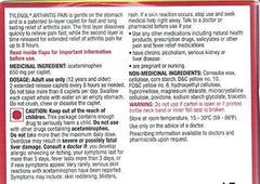 Tylenol Arthritis Pain label closeup emphasizing 650 mg per caplet and packaging