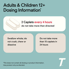 Top view of Tylenol Cold + Flu Severe 2-caplet pouch for on-the-go relief.