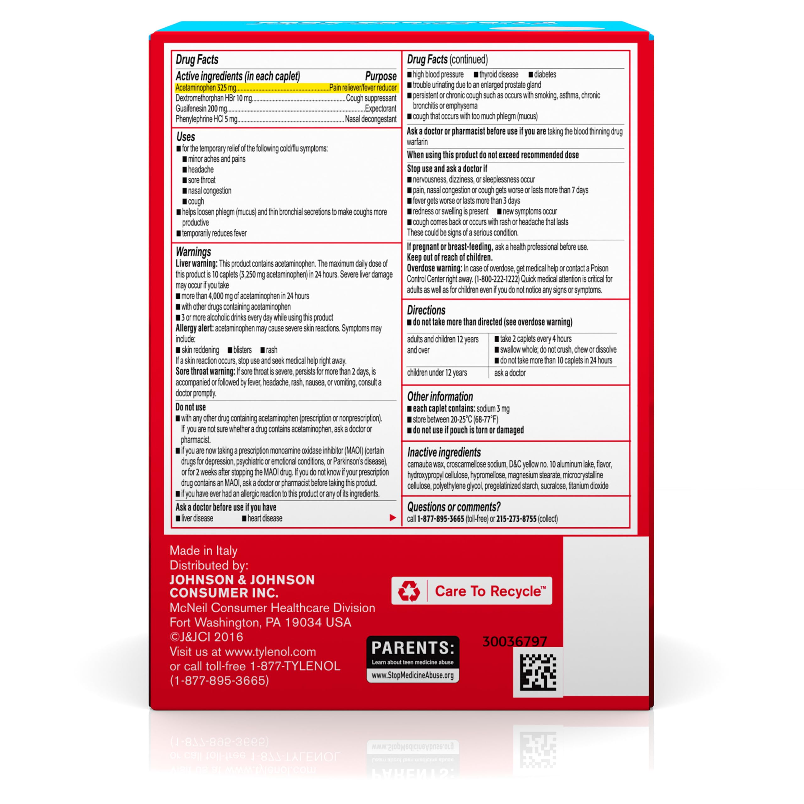 Tylenol Cold + Flu Severe pack scene illustrating symptom relief across multiple areas.