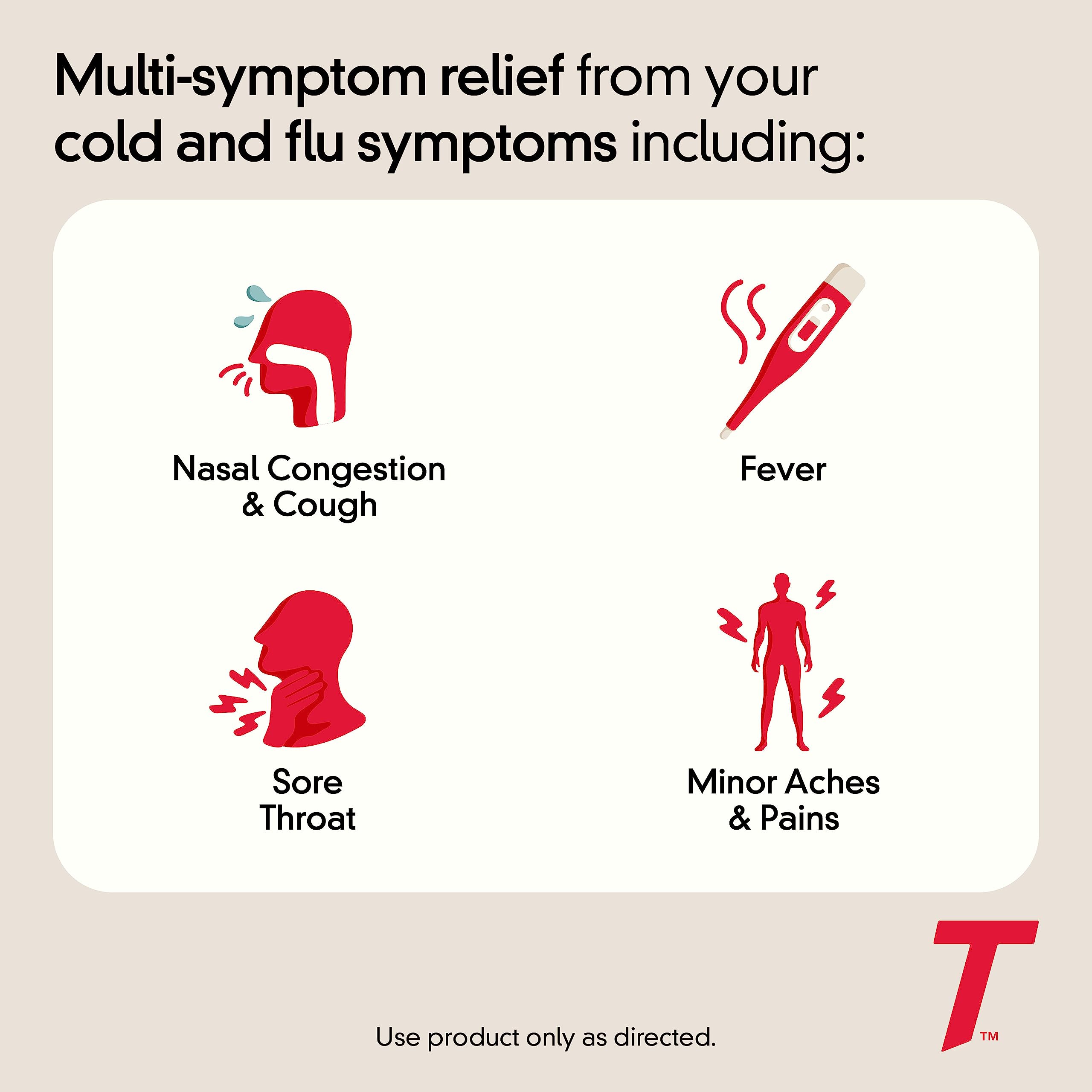 Tylenol Cold + Flu Severe caplets in blister pack illustrating easy dosing.