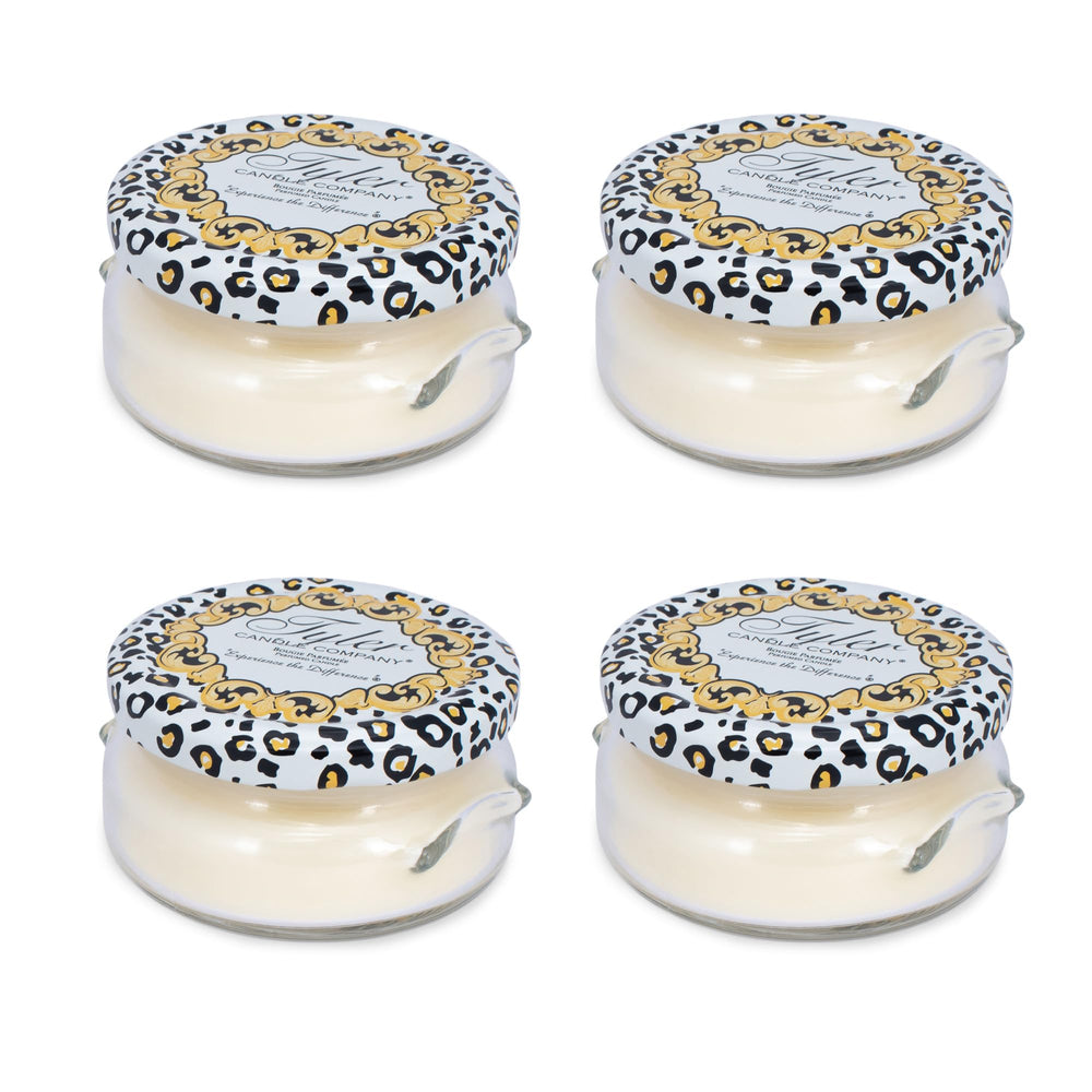 Tyler Creamy White jar candle front view enhances cozy home ambiance.