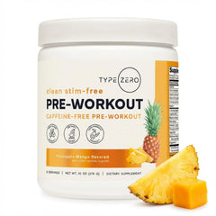Type Zero bottle front displays clean stim-free formula ideal for late-day workouts.