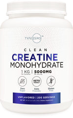 Type Zero Creatine Monohydrate unflavored bottle close-up for reliable training support