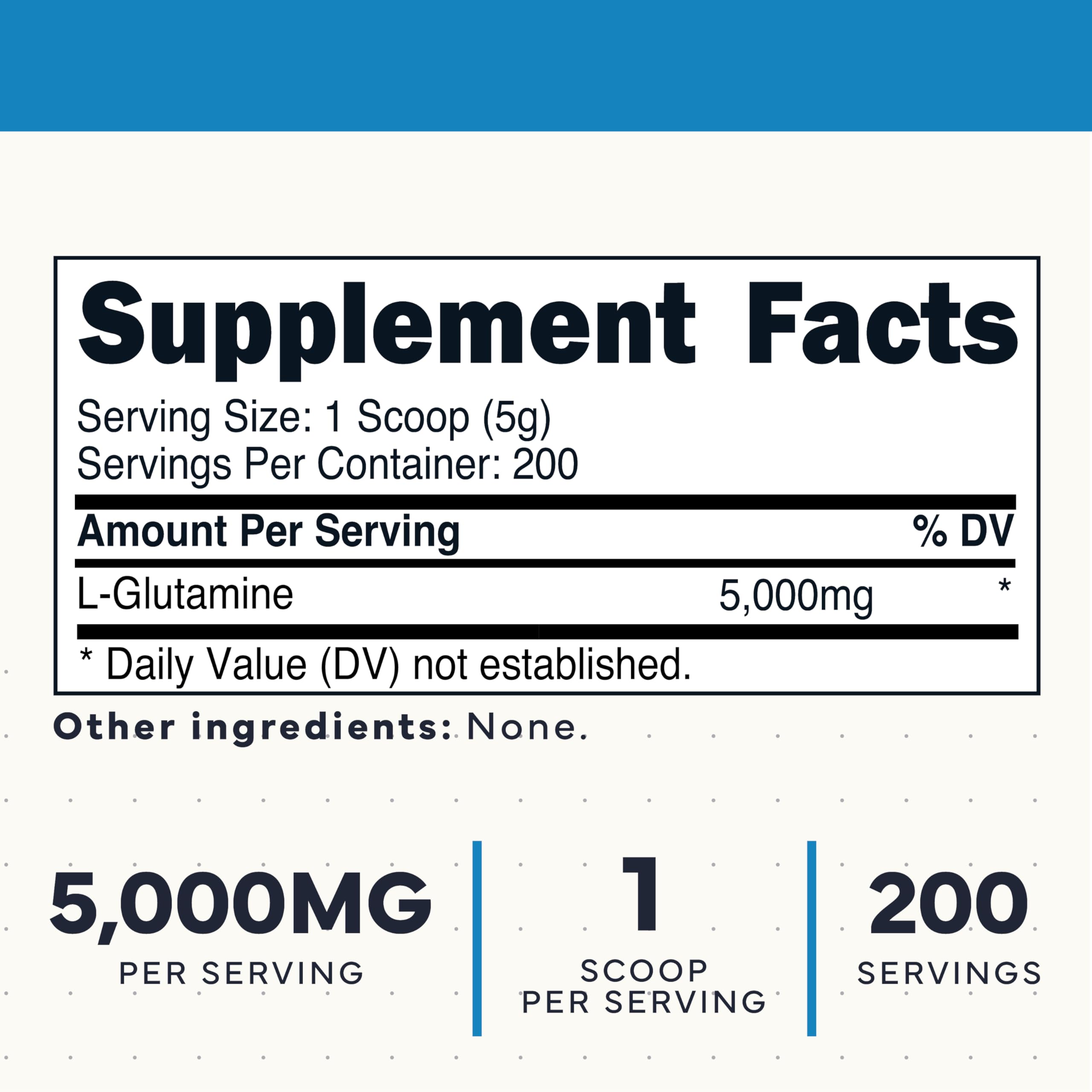 Type Zero L-Glutamine scoop shows a 5 g serving for easy dosing.