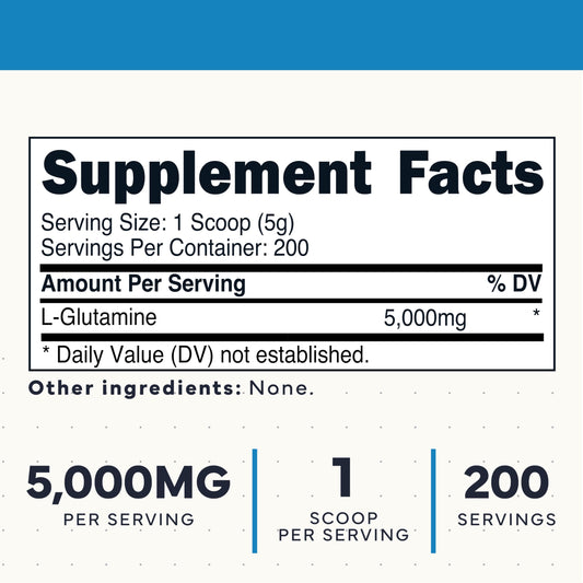 Type Zero L-Glutamine scoop shows a 5 g serving for easy dosing.