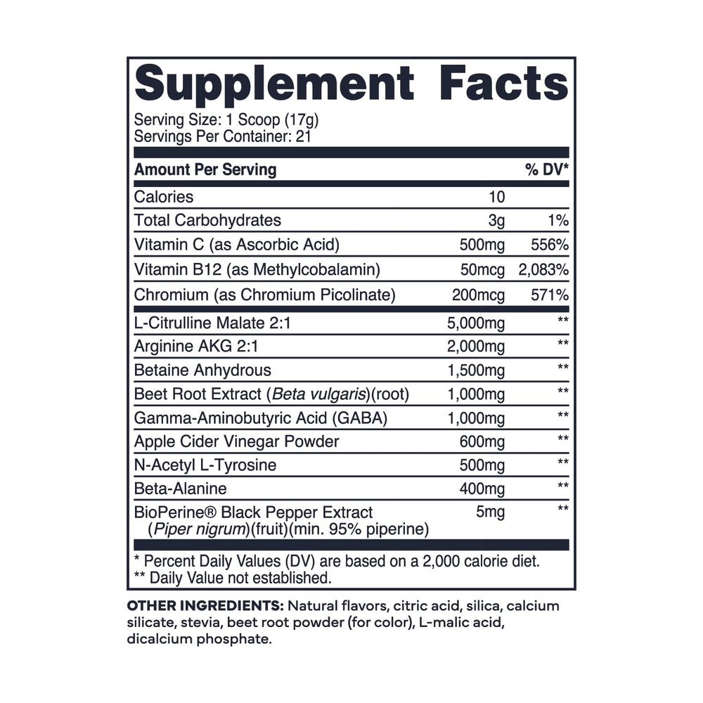 Type Zero Ultra Clean Pump label highlights caffeine-free nitric oxide support.