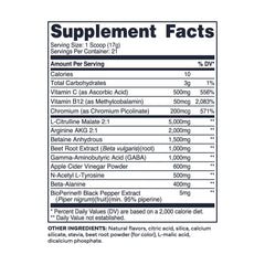 Type Zero Ultra Clean Pump label highlights caffeine-free nitric oxide support.