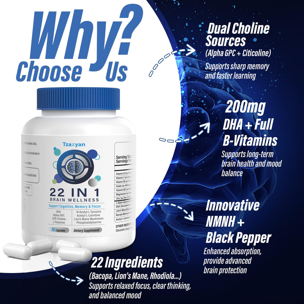 tzaxyan brain supplements vitamins phosphatidylserine panel emphasizing brain nutrients