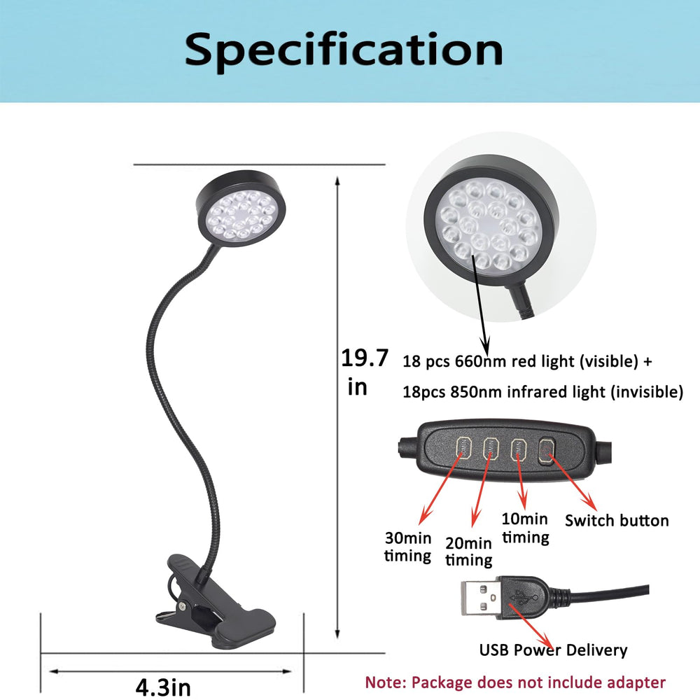 Close-up of 660nm red and 850nm infrared LEDs for skin vitality
