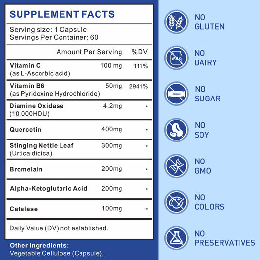 Close-up of Uarcool softgels highlighting histamine digestion support.