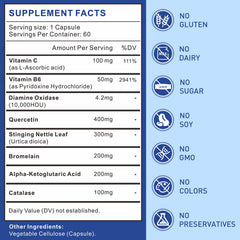 Close-up of Uarcool softgels highlighting histamine digestion support.