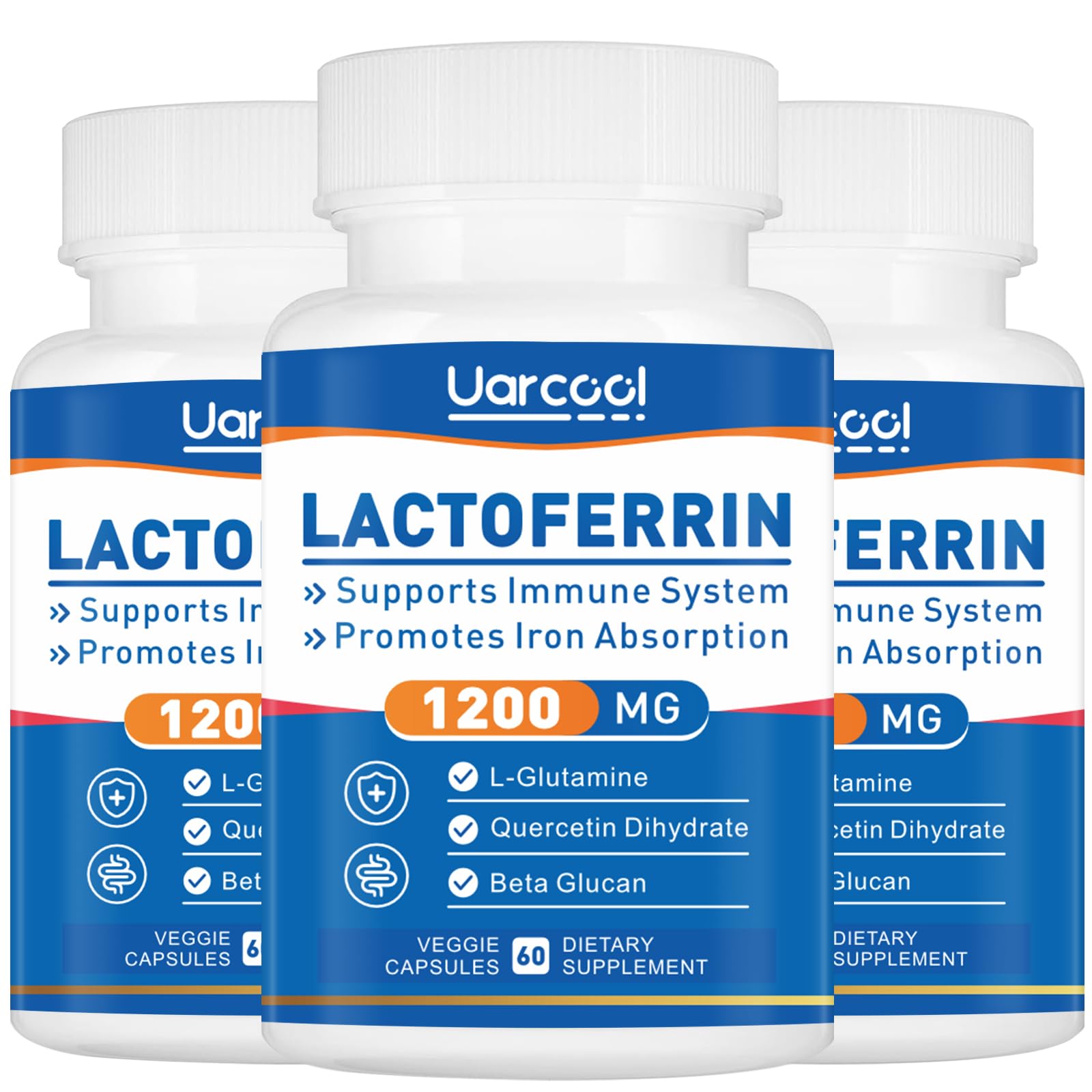 Uarcool Lactoferrin 1200mg bottle front view highlighting packaging for daily immune support