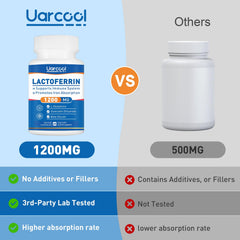 Uarcool Lactoferrin 1200mg capsules inside a bottle for easy daily dosing