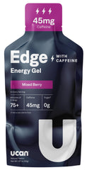 UCAN Edge energy gel shot, mixed berry, pourable gel for endurance during training.
