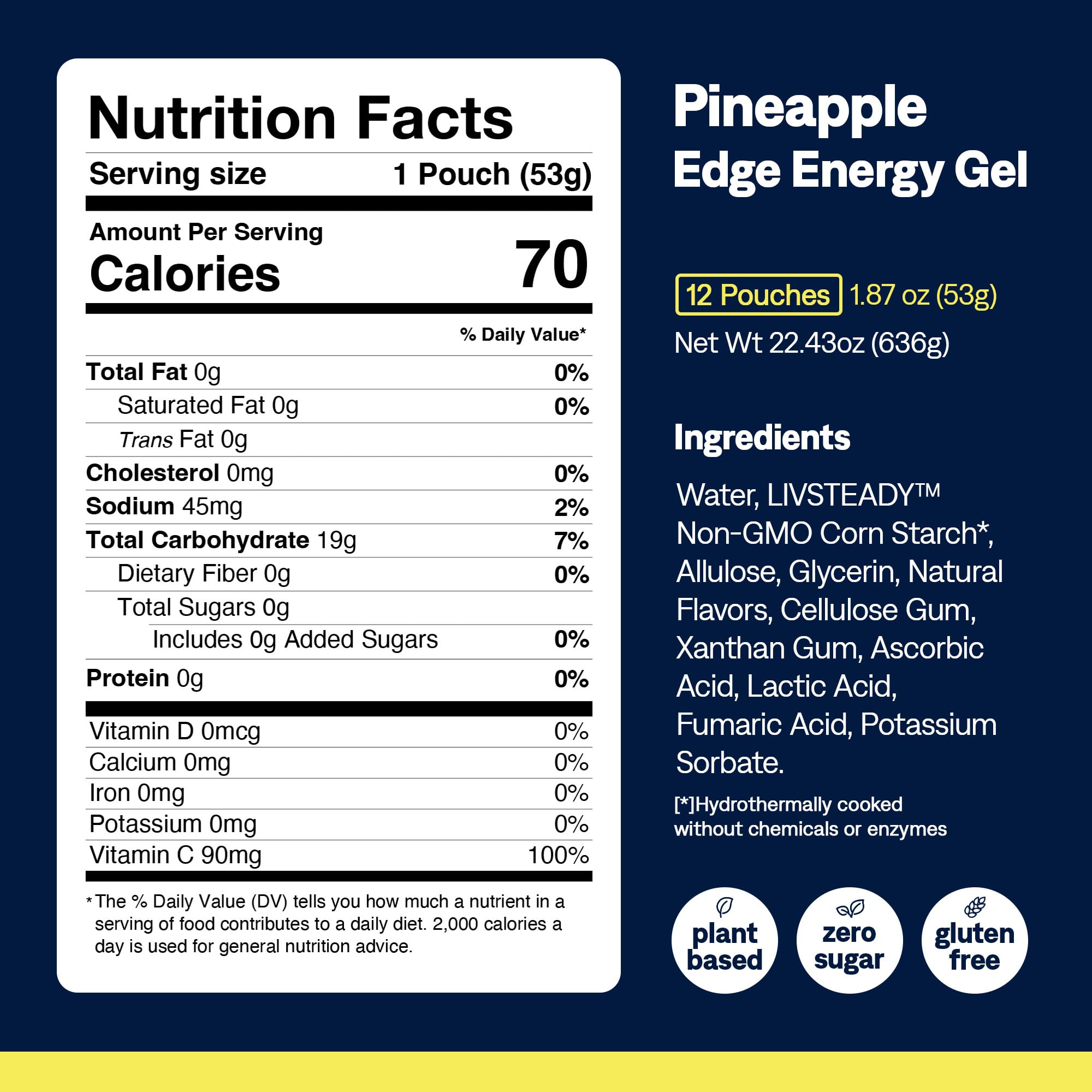 UCAN Edge pineapple energy gel shot tube open on running belt