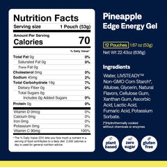 UCAN Edge pineapple energy gel shot tube open on running belt