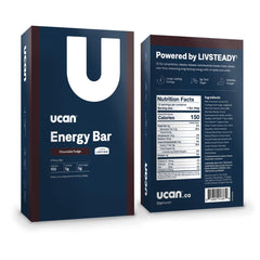 UCAN Energy Bar Chocolate Fudge ingredient-list highlights clean, low sugar ingredients for mindful snacking.