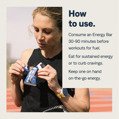 UCAN Energy Bar Peanut Butter Fudge being bitten during workout.