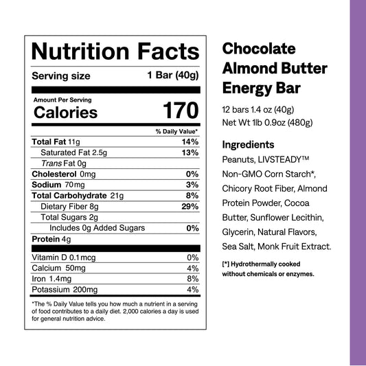 UCAN Energy Bars chocolate almond butter bar close-up highlighting real food protein