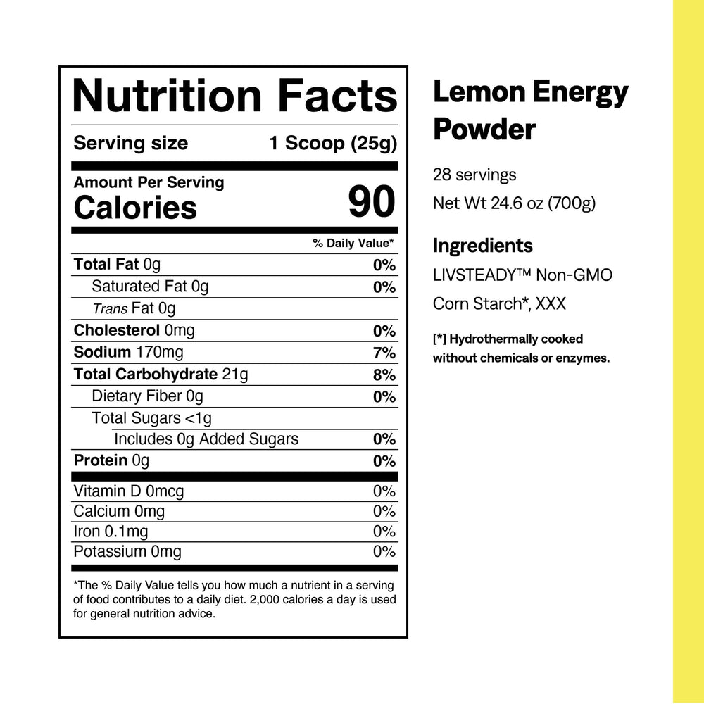 UCAN Energy Lemon scoop highlights easy pre-workout preparation for steady performance.