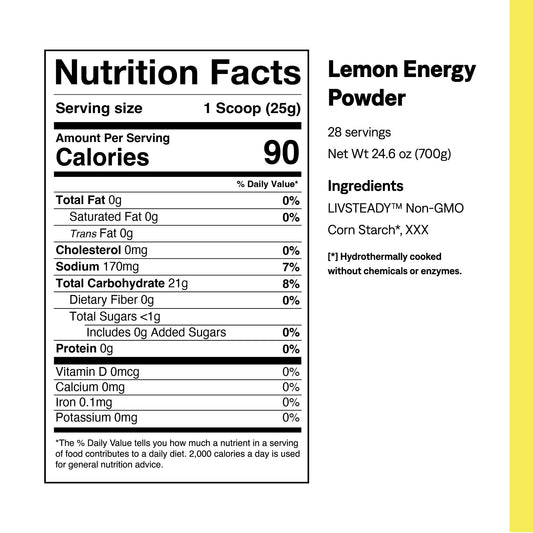 UCAN Energy Lemon scoop highlights easy pre-workout preparation for steady performance.
