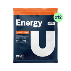 UCAN Energy Powder Tropical Orange serving scoop ready for pre or post workout energy