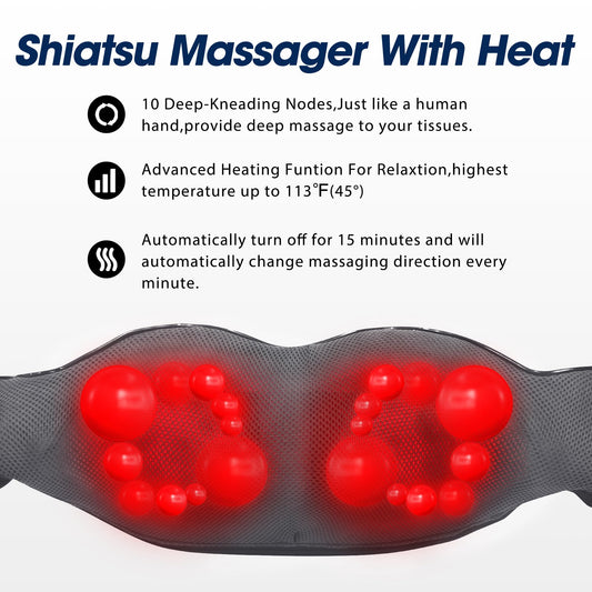 UFFAE Grey Shiatsu Massager back and shoulders in use for upper back massage.