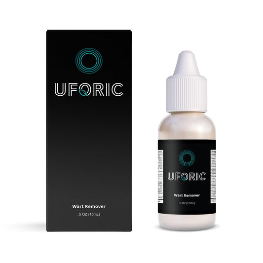 Uforic Genital Wart Remover bottle with applicator for discreet, fast application