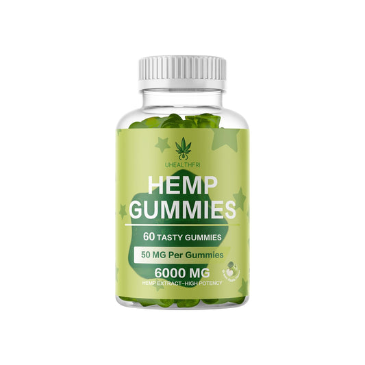 Uhealthfri hemp gummies omega-3-6-9 bottle for easy daily use.