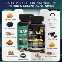 Uheco Shilajit 20000 mg capsules, rich in Himalayan minerals for daily energy