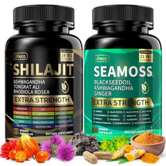 Uheco Shilajit and Sea Moss Vitality Bundle bottle front, highlighting a complete mineral blend