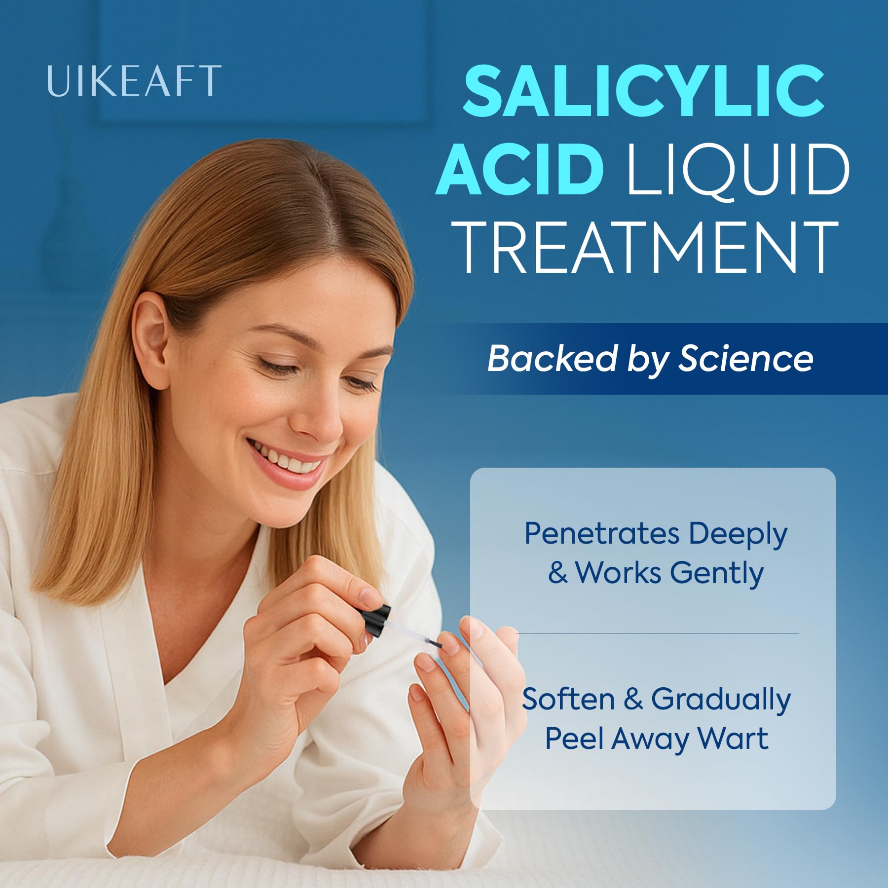 Uikeaft precision applicator tip for targeted, mess-free treatment.
