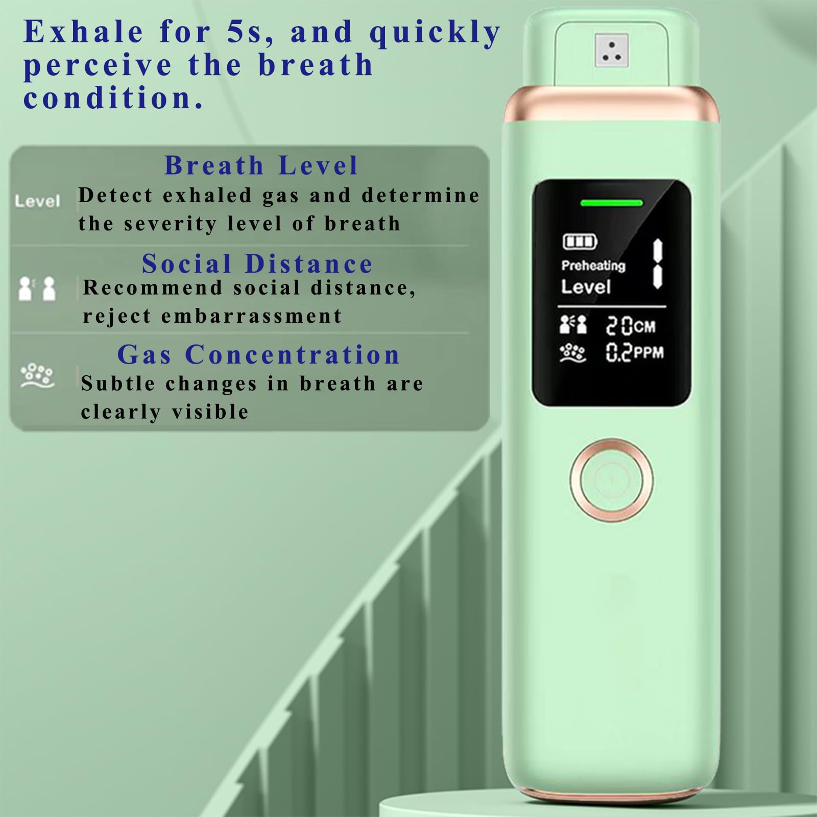 Ujhosld portable breath checker sensor enables contactless, hygienic self-monitoring.