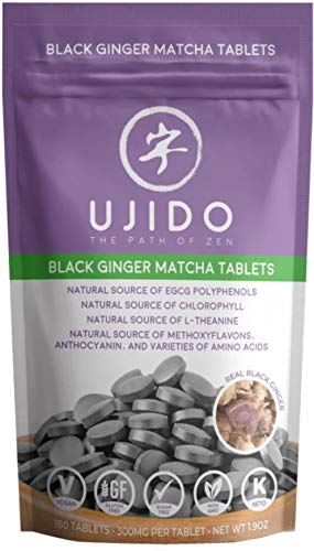 Ujido Black Ginger Matcha Tablets packaging for convenient daily antioxidant support.