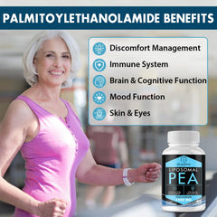 Luteolin and PEA label hints at the dual-discomfort support concept.