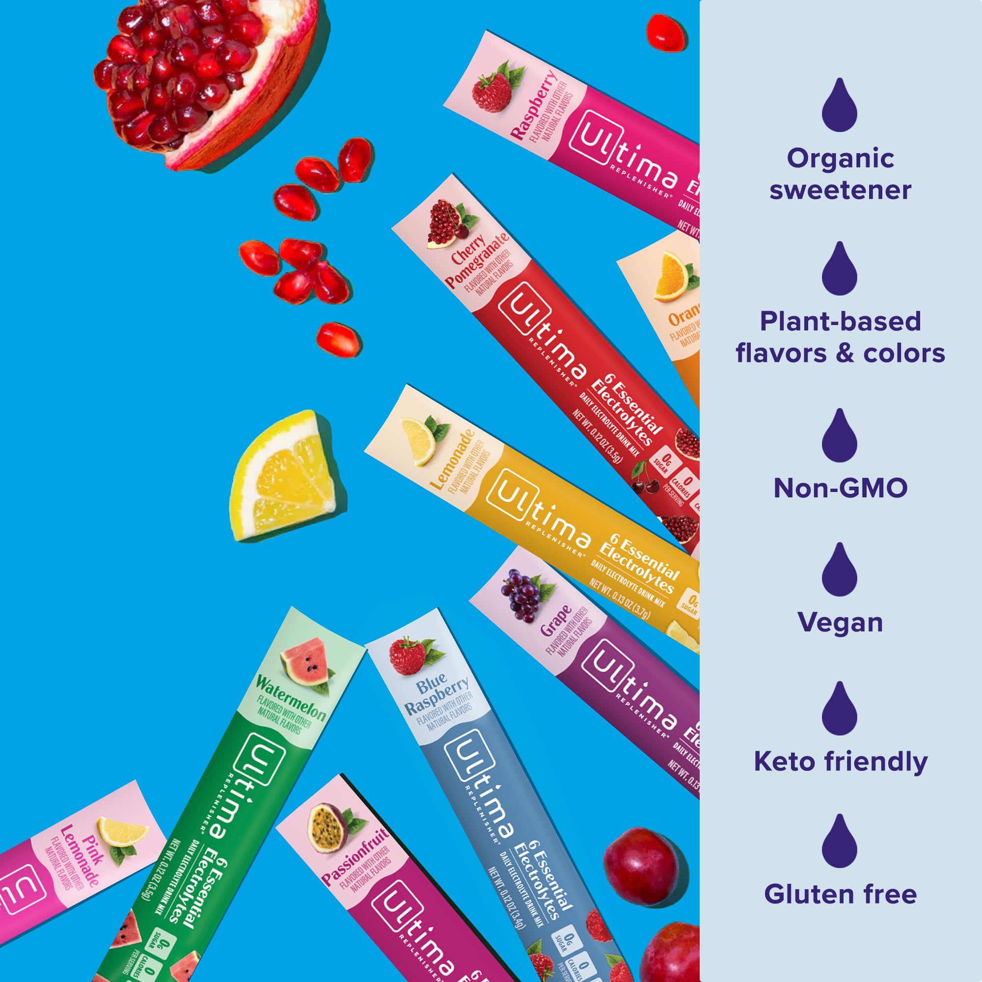 Ultima Replenisher grape stickpack delivering sugar-free hydration