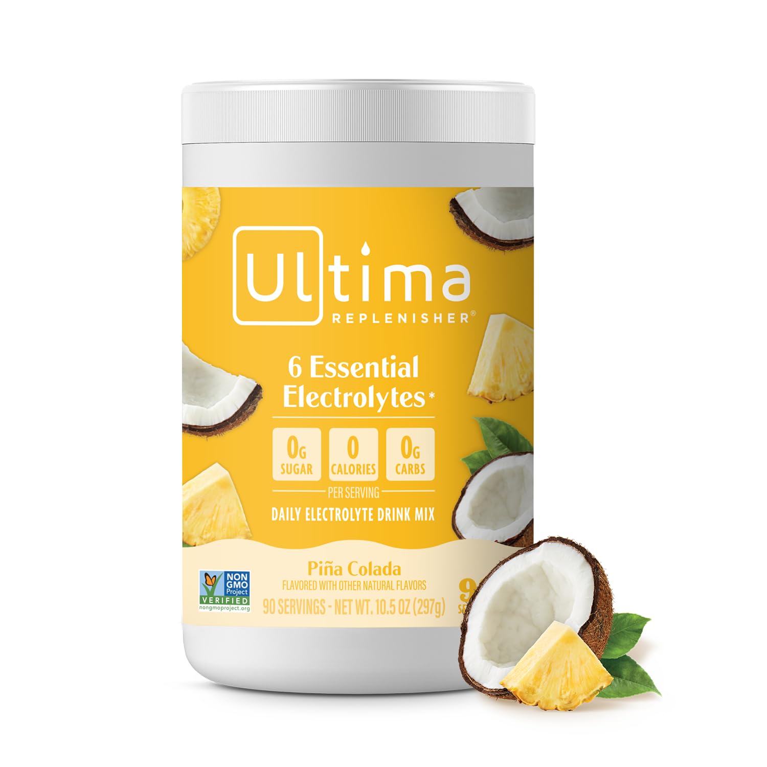 Ultima Replenisher Mocktini Pina Colada canister for sugar-free hydration.