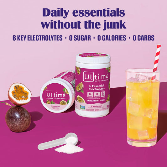 Scoop of Ultima Replenisher dissolving in water for daily hydration